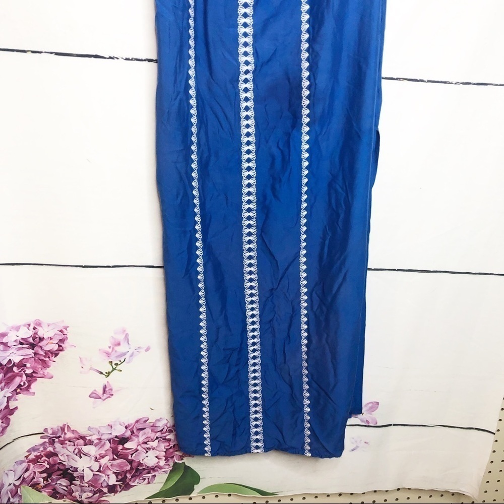 Vineyard Vines | Embroidered Strapless Maxi Blue Y2K Dress - Picture 4 of 8